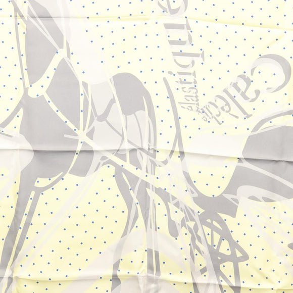 HERMES Carre 90 Scarf ""CALECHE ELASTIQUE "" Silk Yellow Auth am8504