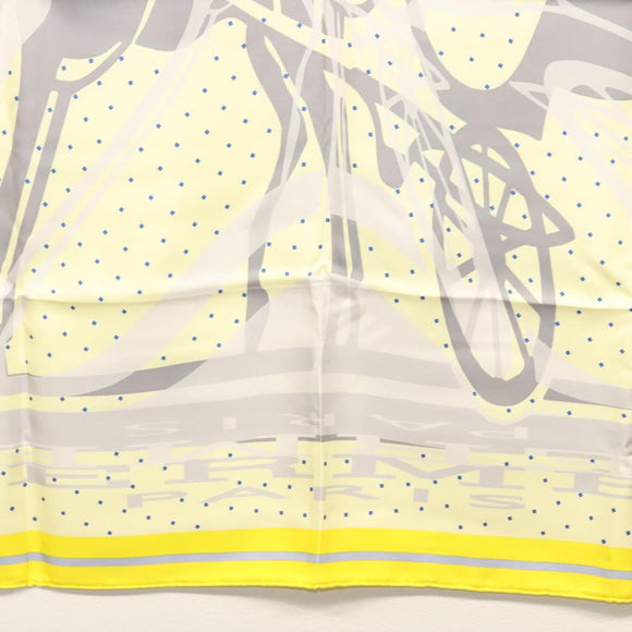 HERMES Carre 90 Scarf ""CALECHE ELASTIQUE "" Silk Yellow Auth am8504