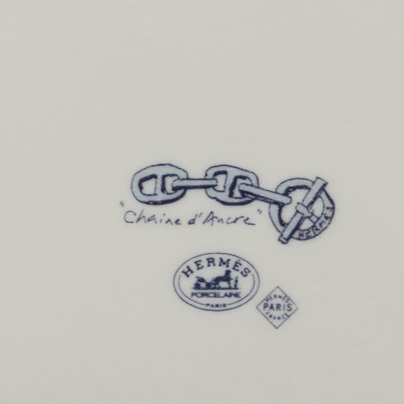 HERMES Chaine d'Ancre Square Plate Pottery White Auth am8505