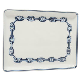 HERMES Chaine d'Ancre Square Plate Pottery White Auth am8505