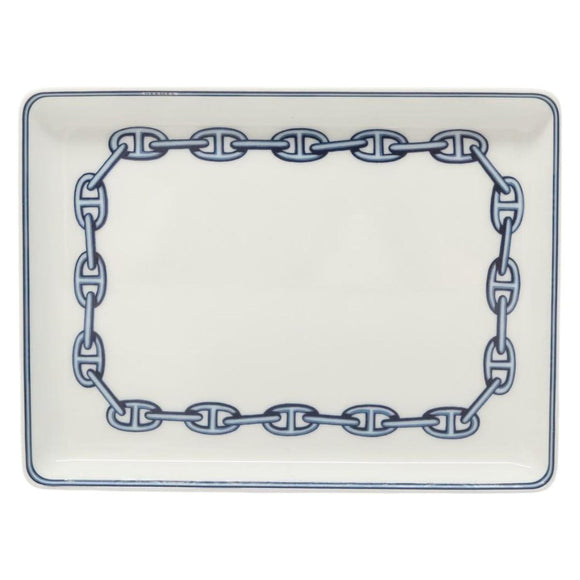 HERMES Chaine d'Ancre Square Plate Pottery White Auth am8505