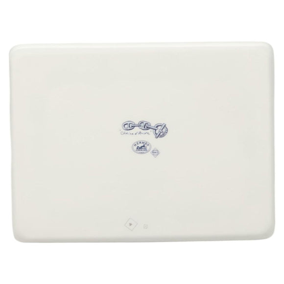 HERMES Chaine d'Ancre Square Plate Pottery White Auth am8505