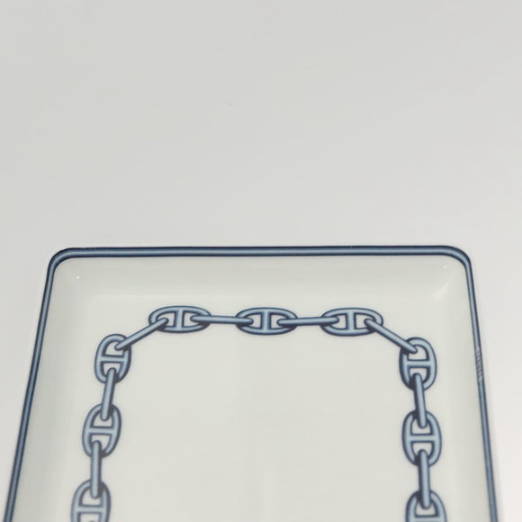 HERMES Chaine d'Ancre Square Plate Pottery White Auth am8505