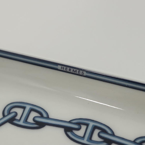 HERMES Chaine d'Ancre Square Plate Pottery White Auth am8506