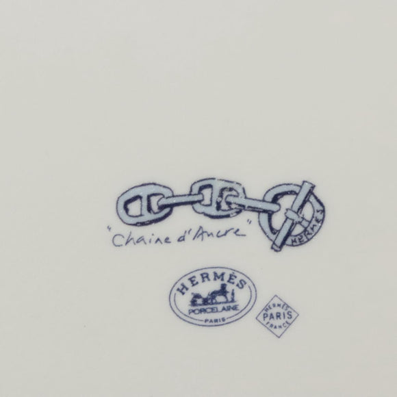 HERMES Chaine d'Ancre Square Plate Pottery White Auth am8506