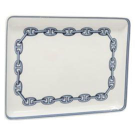 HERMES Chaine d'Ancre Square Plate Pottery White Auth am8506