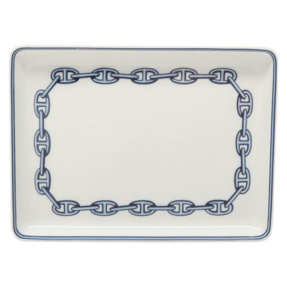 HERMES Chaine d'Ancre Square Plate Pottery White Auth am8506