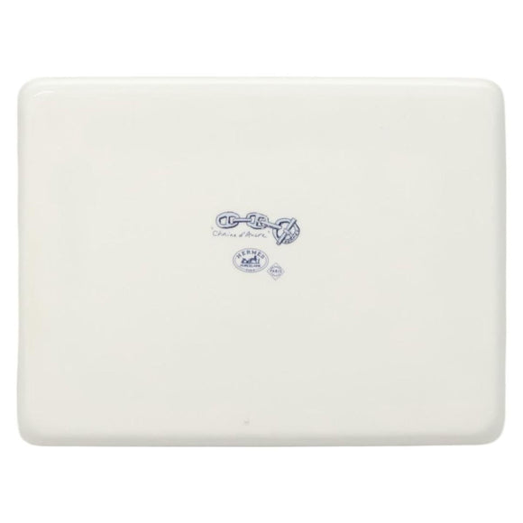 HERMES Chaine d'Ancre Square Plate Pottery White Auth am8506