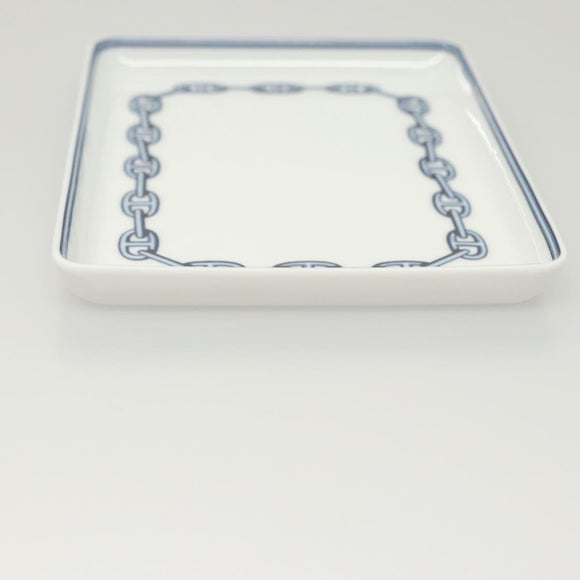 HERMES Chaine d'Ancre Square Plate Pottery White Auth am8506