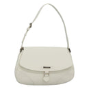 BURBERRY Shoulder Bag Leather White Silver Auth am8509-1