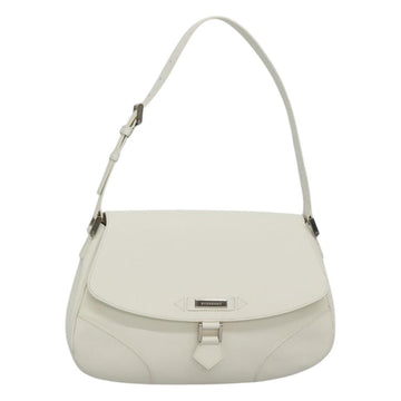 BURBERRY Shoulder Bag Leather White Silver Auth am8509