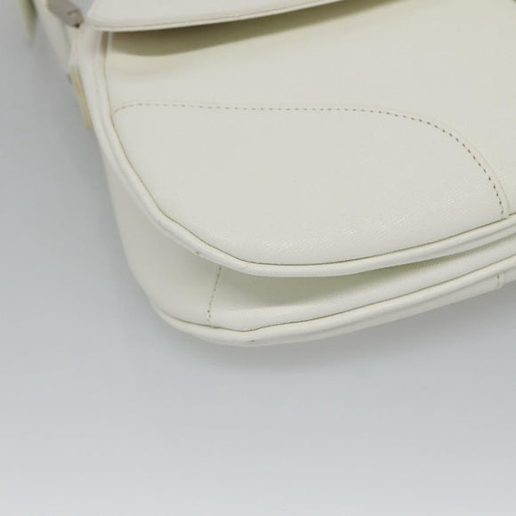BURBERRY Shoulder Bag Leather White Silver Auth am8509