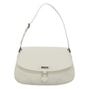 BURBERRY Shoulder Bag Leather White Silver Auth am8509-13