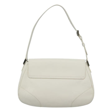BURBERRY Shoulder Bag Leather White Silver Auth am8509 - 0