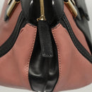 Chloe Alice Hand Bag Leather 2way Pink Black gold Auth am8512-15