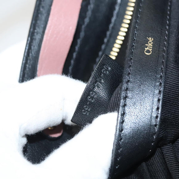 Chloe Alice Hand Bag Leather 2way Pink Black gold Auth am8512