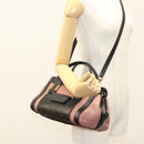 Chloe Alice Hand Bag Leather 2way Pink Black gold Auth am8512-23