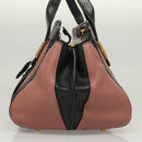 Chloe Alice Hand Bag Leather 2way Pink Black gold Auth am8512-4