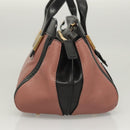 Chloe Alice Hand Bag Leather 2way Pink Black gold Auth am8512-5