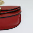Chloe Chain Georgia Shoulder Bag Leather Red Gold Auth am8513-14