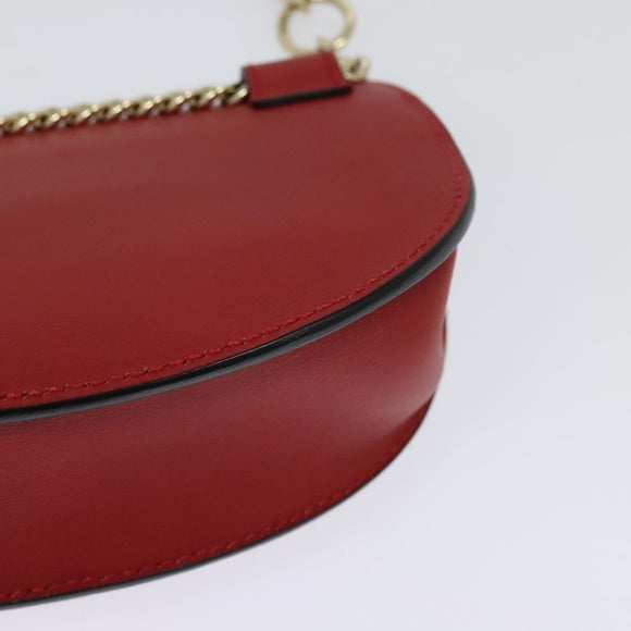 Chloe Chain Georgia Shoulder Bag Leather Red Gold Auth am8513