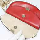 Chloe Chain Georgia Shoulder Bag Leather Red Gold Auth am8513-10
