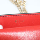 Chloe Chain Georgia Shoulder Bag Leather Red Gold Auth am8513-17