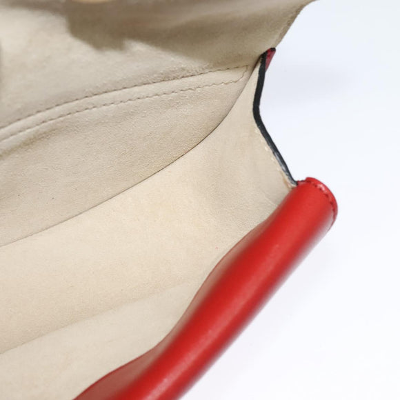 Chloe Chain Georgia Shoulder Bag Leather Red Gold Auth am8513