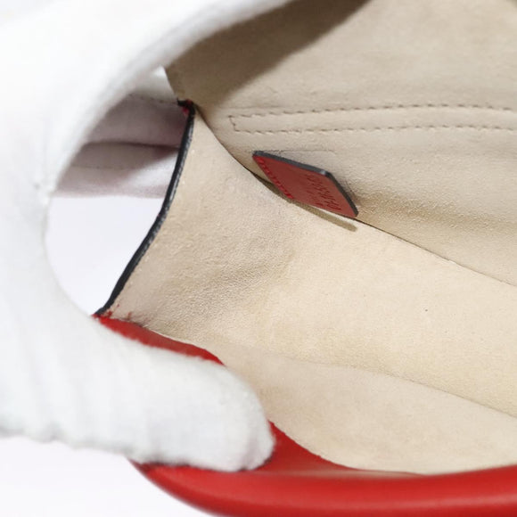 Chloe Chain Georgia Shoulder Bag Leather Red Gold Auth am8513