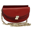 Chloe Chain Georgia Shoulder Bag Leather Red Gold Auth am8513-1