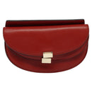 Chloe Chain Georgia Shoulder Bag Leather Red Gold Auth am8513-13