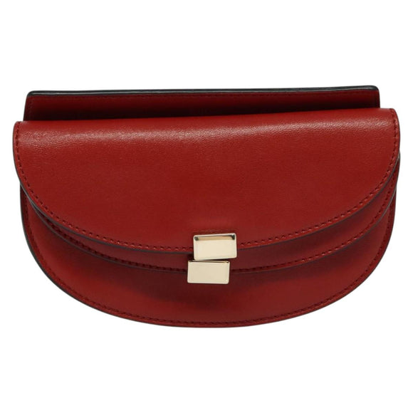 Chloe Chain Georgia Shoulder Bag Leather Red Gold Auth am8513