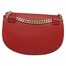 Chloe Chain Georgia Shoulder Bag Leather Red Gold Auth am8513-2
