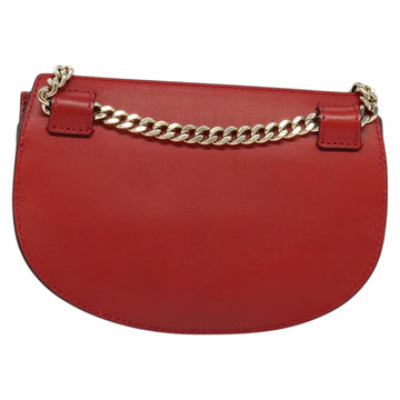 Chloe Chain Georgia Shoulder Bag Leather Red Gold Auth am8513 - 0