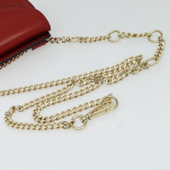 Chloe Chain Georgia Shoulder Bag Leather Red Gold Auth am8513
