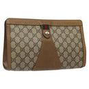 GUCCI GG Supreme Web Sherry Line Clutch Bag PVC Beige Gold 89 01 033 Auth am8521-1