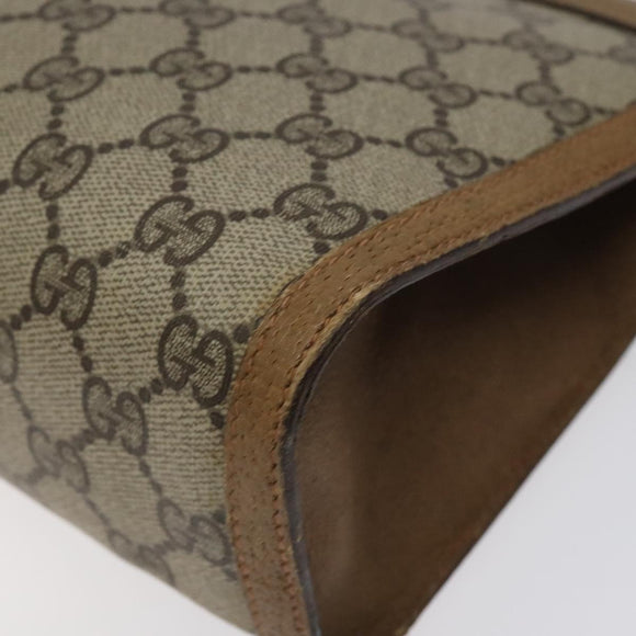 GUCCI GG Supreme Web Sherry Line Clutch Bag PVC Beige Gold 89 01 033 Auth am8521