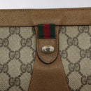 GUCCI GG Supreme Web Sherry Line Clutch Bag PVC Beige Gold 89 01 033 Auth am8521-12