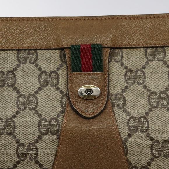 GUCCI GG Supreme Web Sherry Line Clutch Bag PVC Beige Gold 89 01 033 Auth am8521