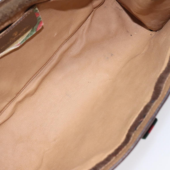 GUCCI GG Supreme Web Sherry Line Clutch Bag PVC Beige Gold 89 01 033 Auth am8521