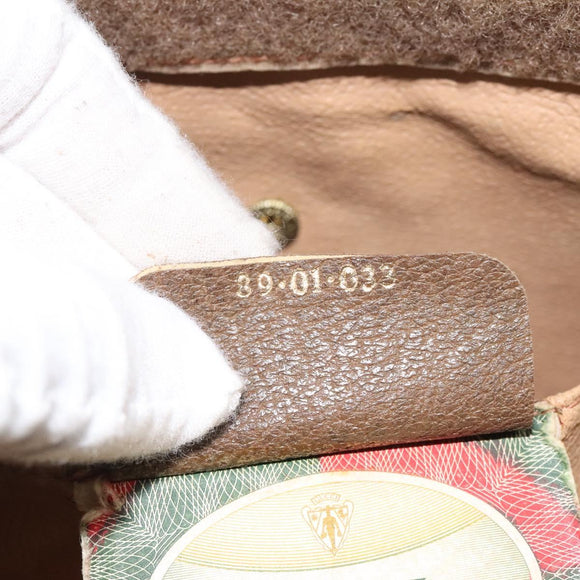 GUCCI GG Supreme Web Sherry Line Clutch Bag PVC Beige Gold 89 01 033 Auth am8521