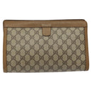 GUCCI GG Supreme Web Sherry Line Clutch Bag PVC Beige Gold 89 01 033 Auth am8521-3