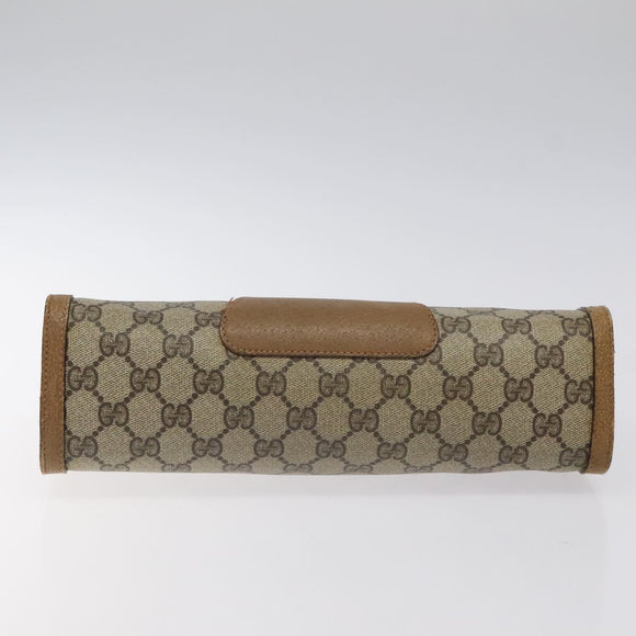 GUCCI GG Supreme Web Sherry Line Clutch Bag PVC Beige Gold 89 01 033 Auth am8521