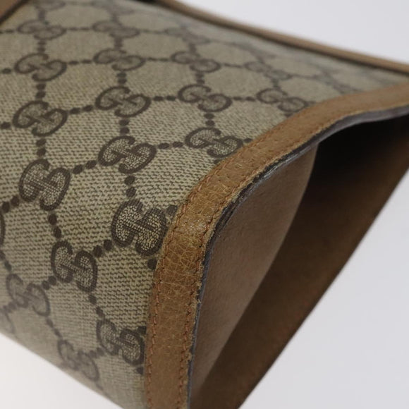 GUCCI GG Supreme Web Sherry Line Clutch Bag PVC Beige Gold 89 01 033 Auth am8521