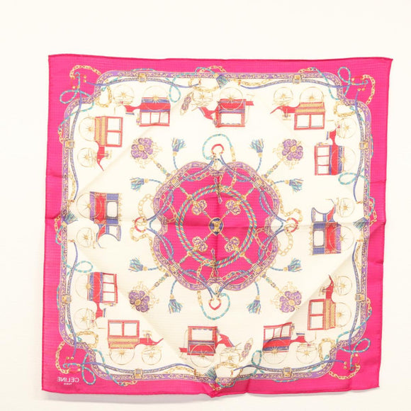 CELINE Handkerchief Cotton 3Set Pink Beige Auth am8524