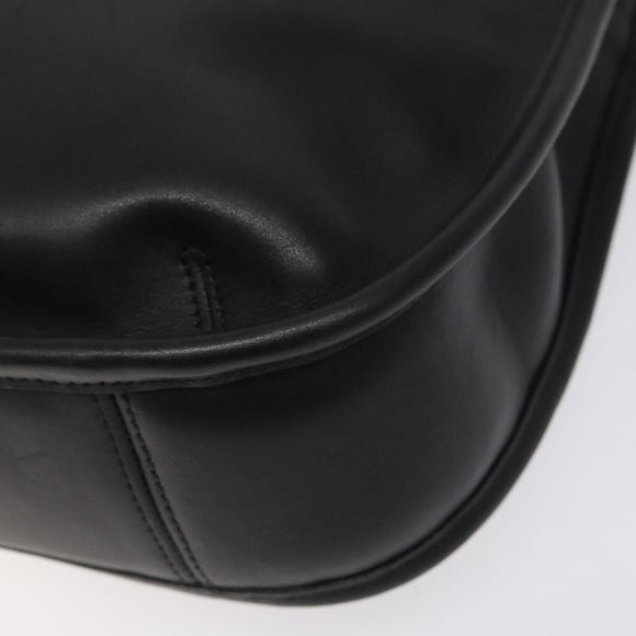 Coach Shoulder Bag Leather Black Silver Auth am8529