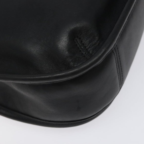 Coach Shoulder Bag Leather Black Silver Auth am8529