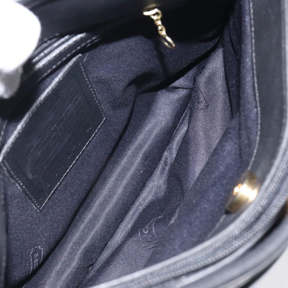 Coach Shoulder Bag Leather Black Silver Auth am8529