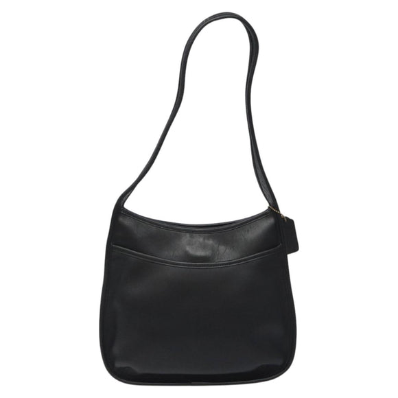 Coach Shoulder Bag Leather Black Silver Auth am8529