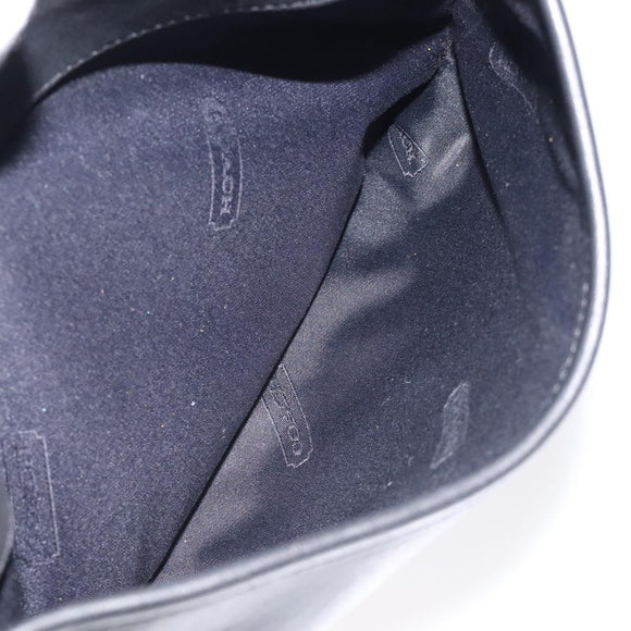 Coach Shoulder Bag Leather Black Silver Auth am8529